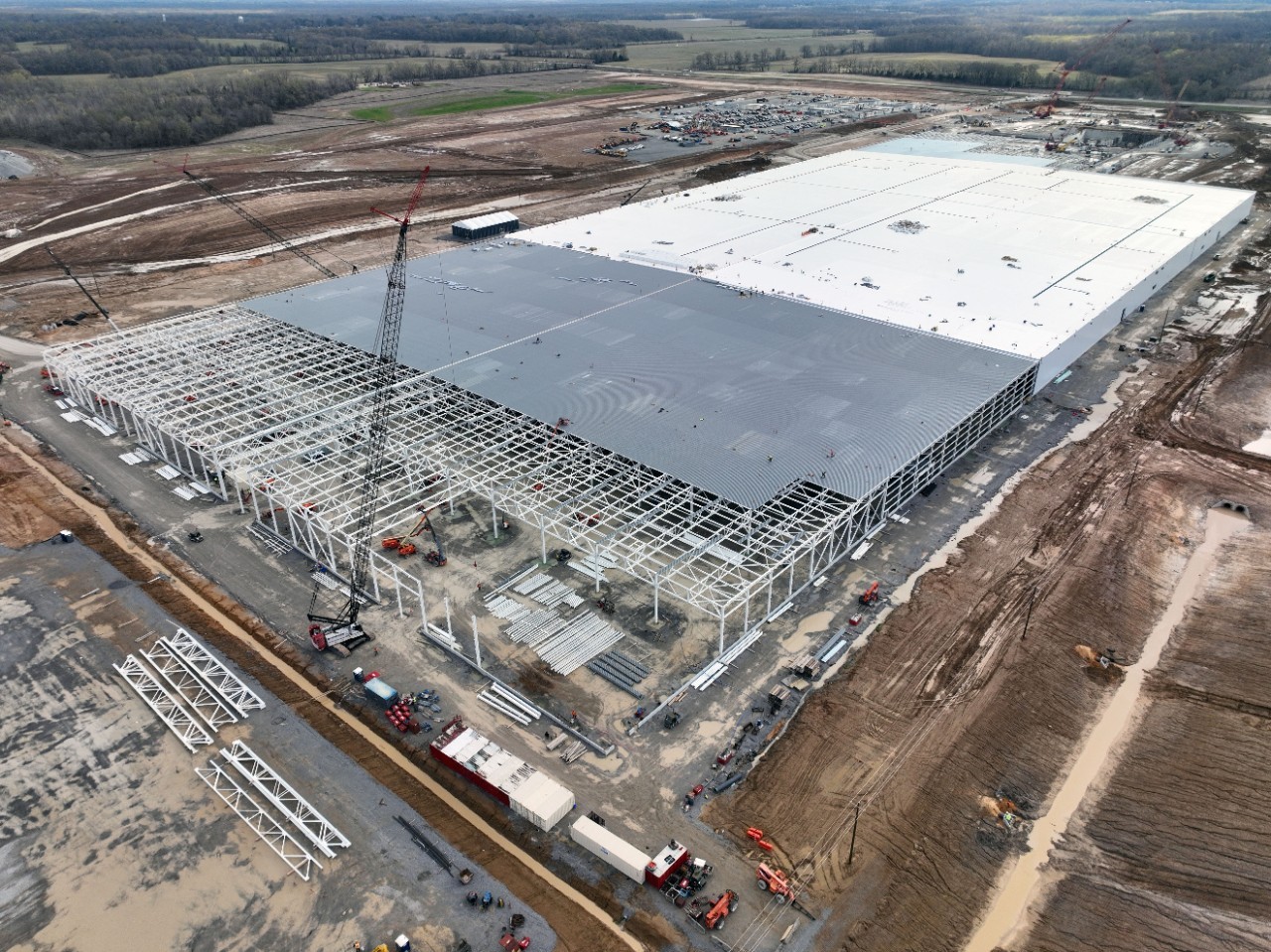 Overview of Blue Oval City manufacturing plant under construction